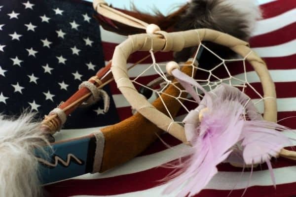 A child's dream catcher design with native american theme