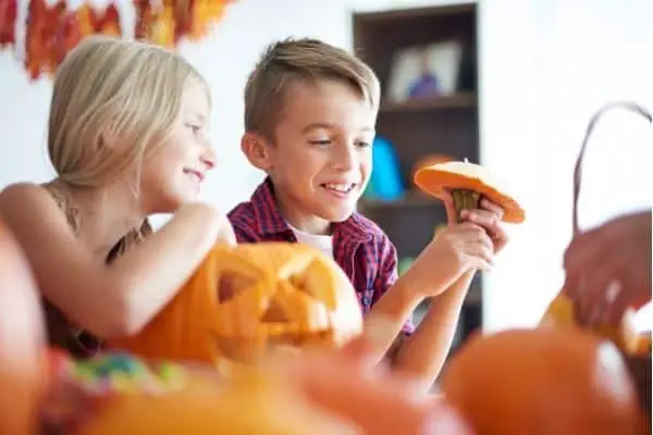 Kids with pumpkins