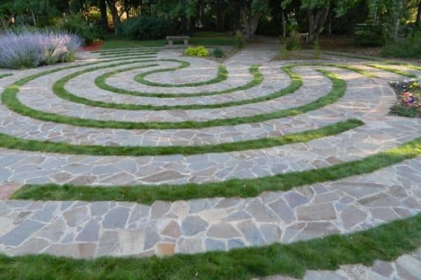A modern labyrinth in a garden