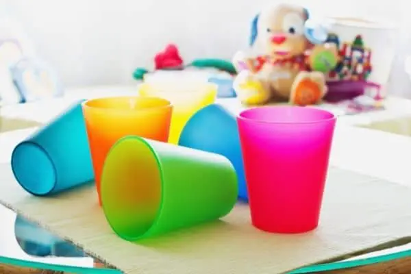 Colorful Plastic Cups On A Table
